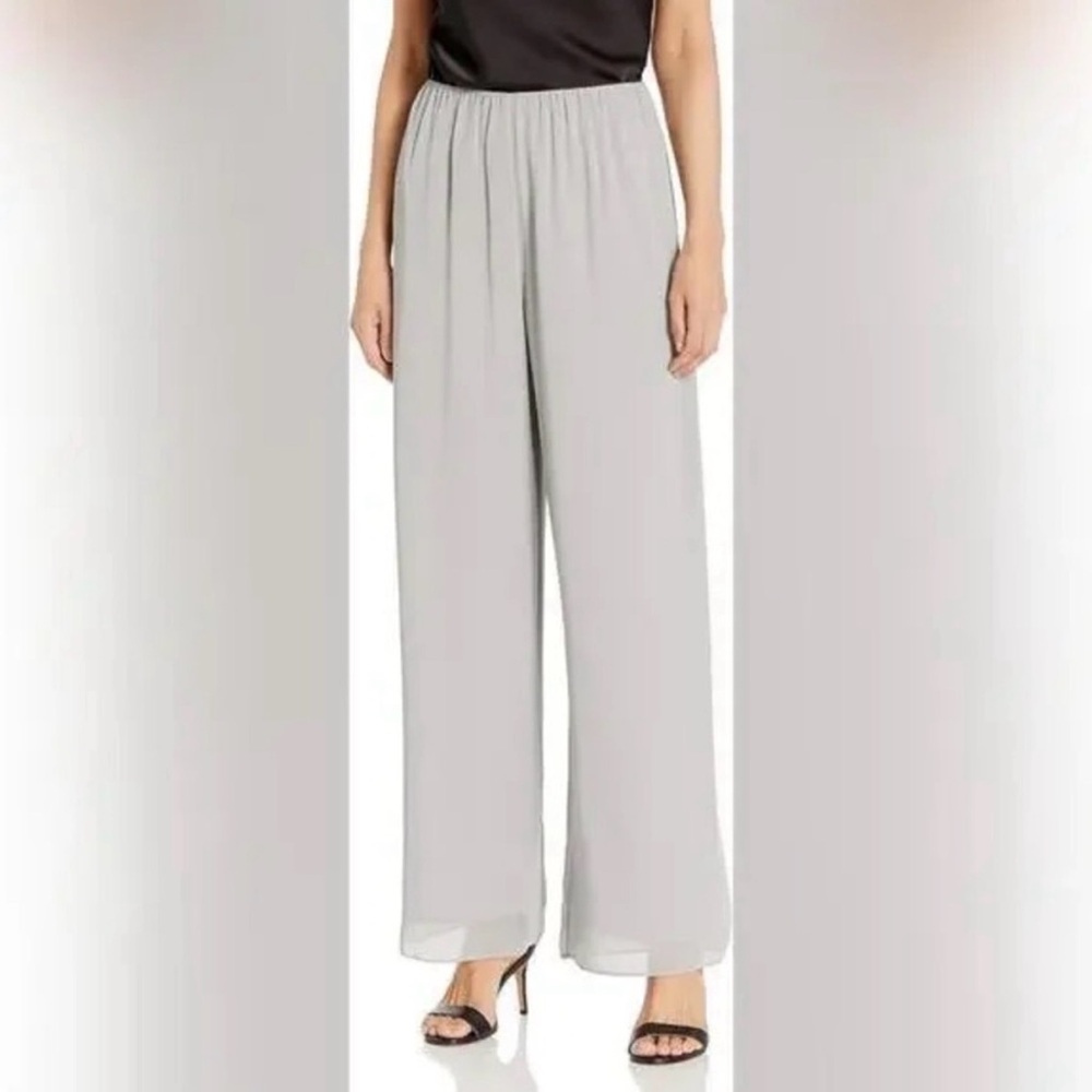NWT Alex Evenings Gray Chiffon Pull-on Evening Formal Pants Trousers Medium M